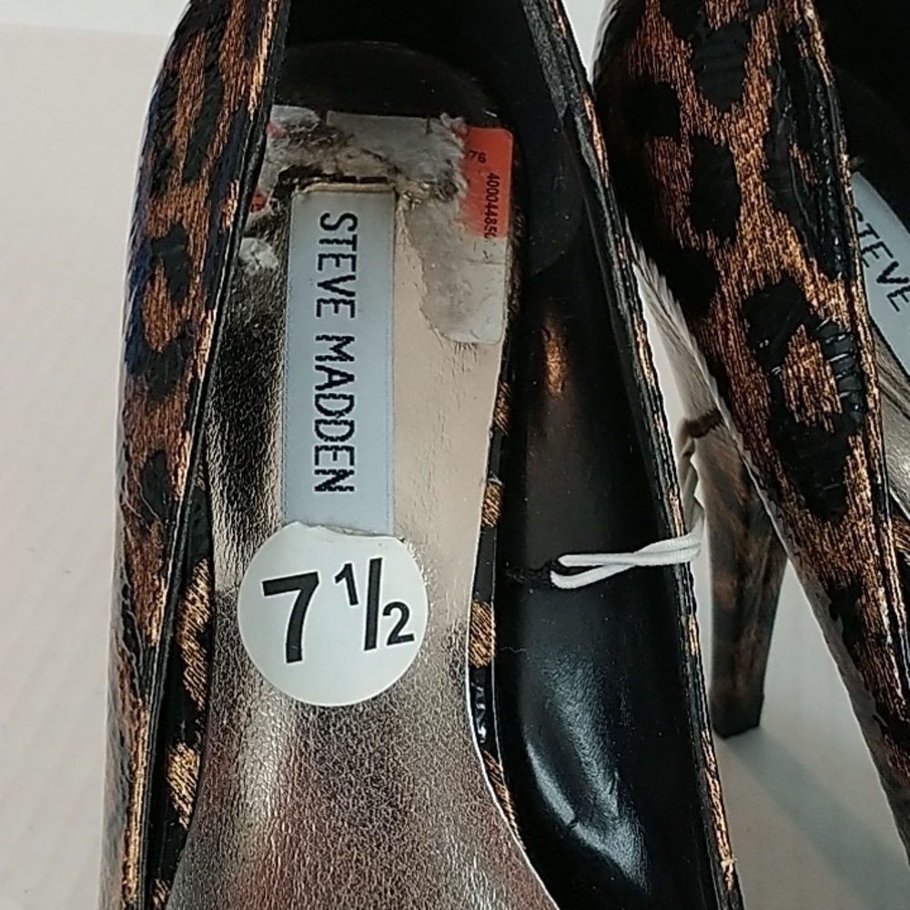 Steve Madden Patent Leather Animal Print Stiletto Platform Heel 👠 7.5 - Picture 8 of 9